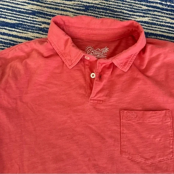 SOUTHERN TIDE Men’s Watermelon Red Sun Farer Slub Cotton Short Sleeve Polo L - Picture 6 of 10